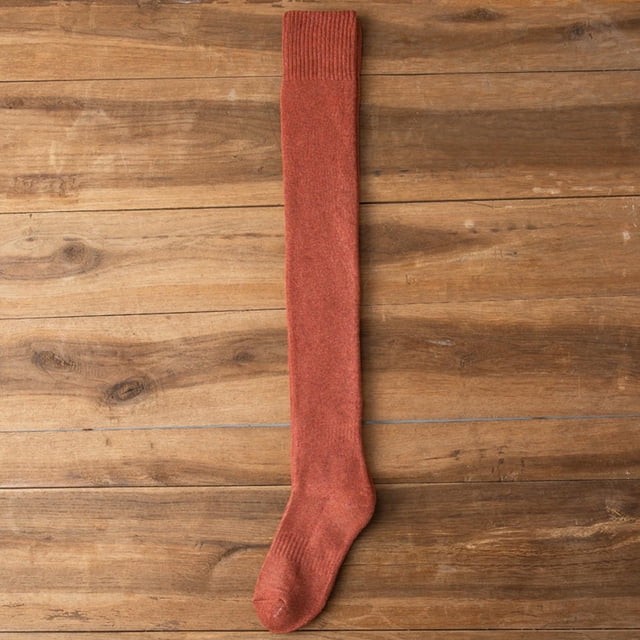 Bas Rouges pour Femmes d'Hiver Épaissis Chauds Mi-Longs au-Dessus du Genou Chaussettes Garder au Chaud Chaussette Haute au Genou Chaussettes Légères d'Intérieur