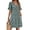 Green, variant on 1PC Women's Summer Dress with Pockets - V-Neck Loose Fit Casual Straight Dress with Ruffled Short Sleeves