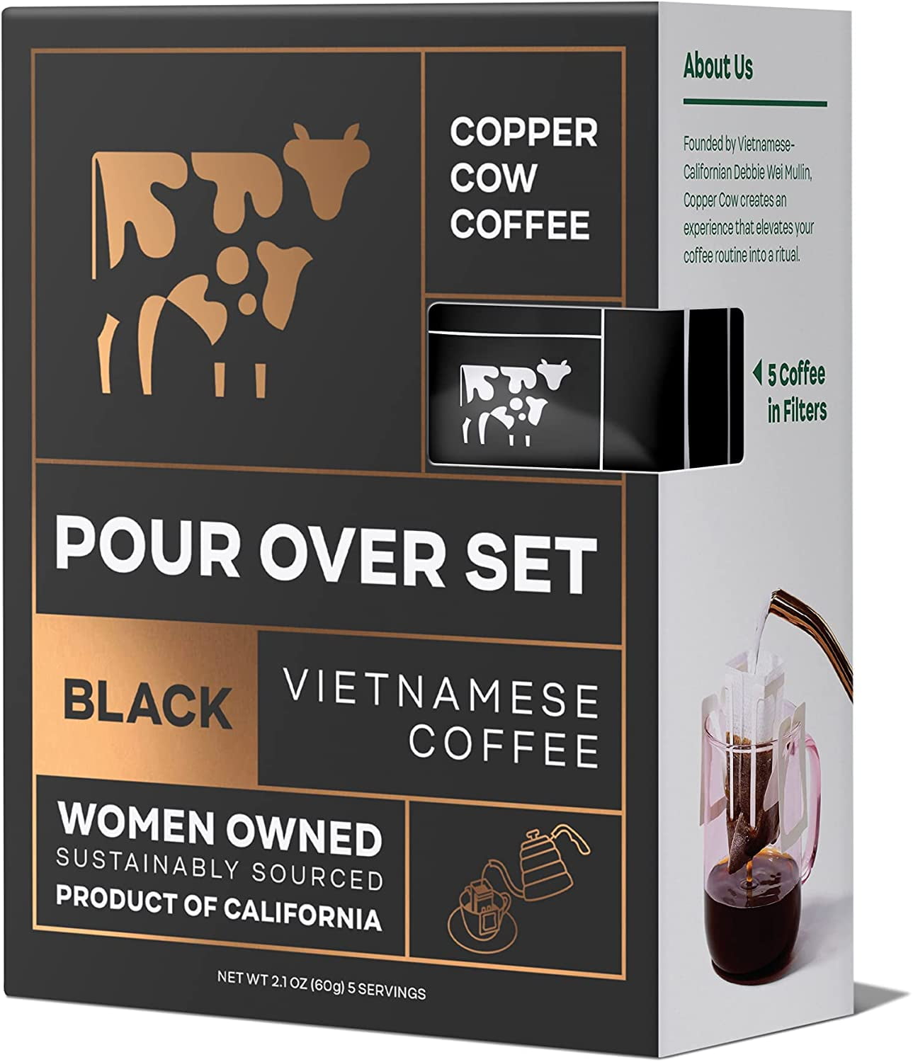 Copper Cow Coffee Vietnamese Pour Over Coffee Filters Single Serve And All Natural Pre Filled Coffee Filters Just Black 25 Pack Walmart Com
