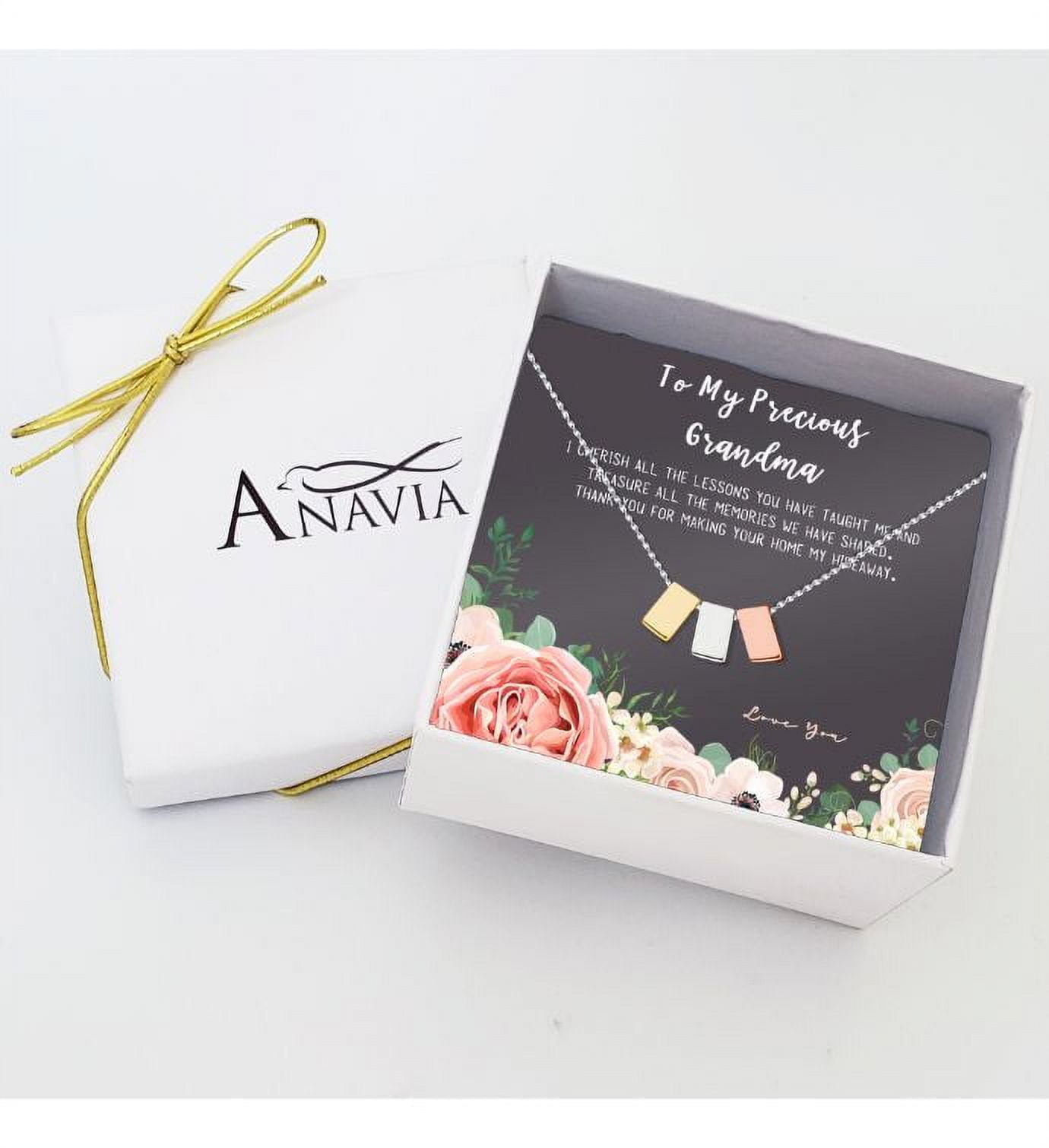Mother's Day Gift for Grandma, Mothers Day Gift for Grandma, Gift for Her, Necklace and Card Mother's Day Gift with Gift Box and Ships Next Day! [Multi Color Cube, No-Personalized Card]
