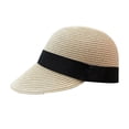 thumbnail image 2 of Women's Straw Sun Hat Fashion Solid Color Casual Beach Hat Quick Drying Adjustable Summer Sun Cap Makes Face Look Smaller Hat UV Protection Visor Hats M Color Beige, 2 of 4
