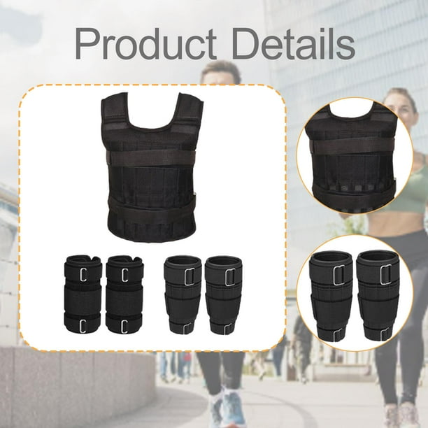 Gilet Lesté Réglable 20 Kg – Équipement De Musculation Avec 16 Sachets, épaules Larges, Tissu Oxford, Pour Perte De Poids Et Fitness