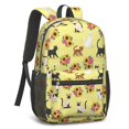 thumbnail image 2 of Multicolor Cat and Flower Yellow Pattern 17" Waterproof Oxford School Backpacks for Teens, S-Shape Padded Straps, for School, Travel, Hiking, Camping, 2 of 5