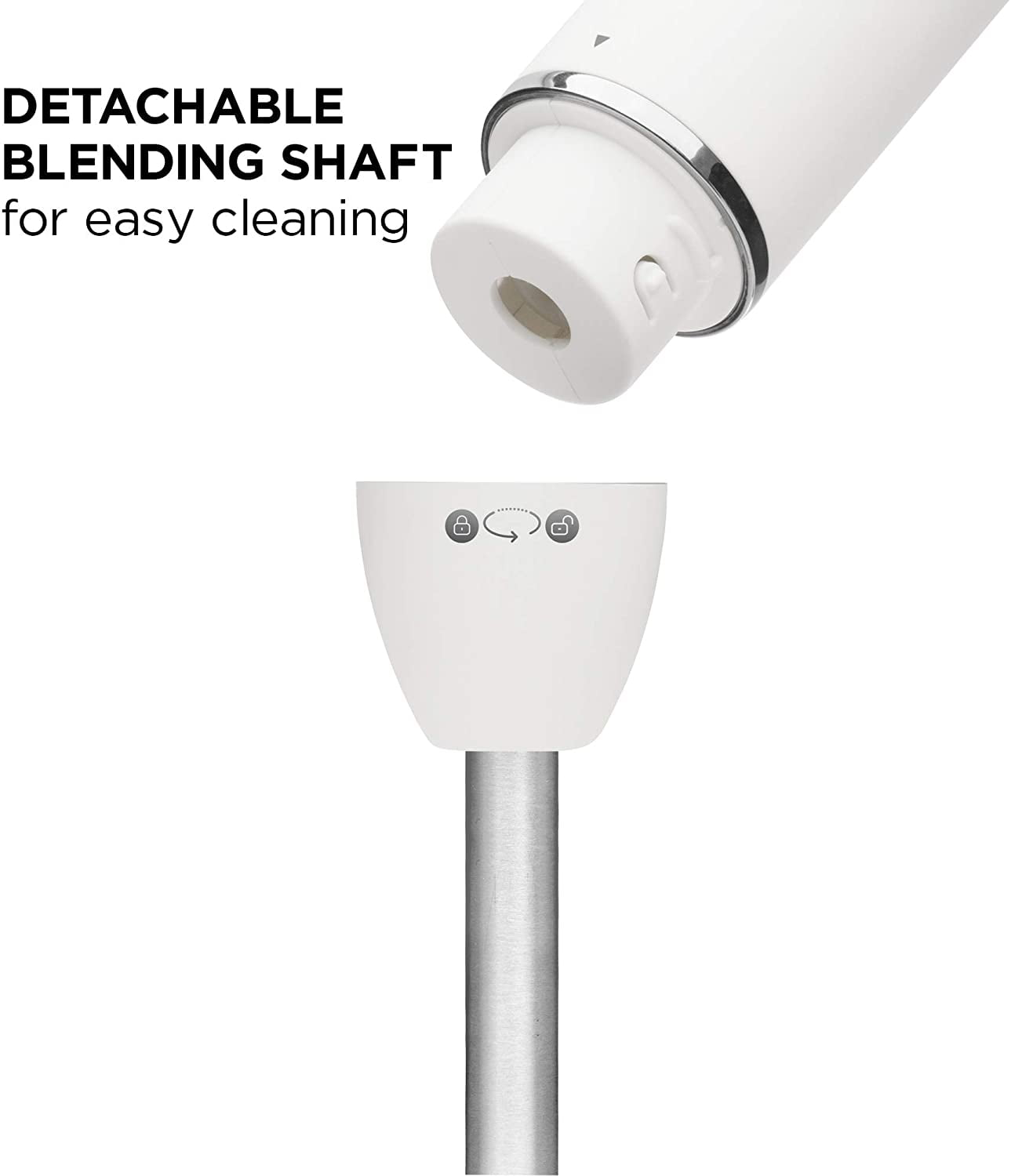Immersion Stick Hand Blender with Stainless Steel Blades, Powerful Electric Ice Crushing 2-Speed Control Handheld Food Mixer, Purees, Smoothies, Shakes, Sauces & Soups, Ivory