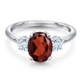 thumbnail image 3 of Gem Stone King 925 Sterling Silver Red Garnet and Sky Blue Aquamarine Engagement Ring for Women | 2.63 Cttw | Oval 9X7MM | Gemstone January Birthstone | Size 7, 3 of 6