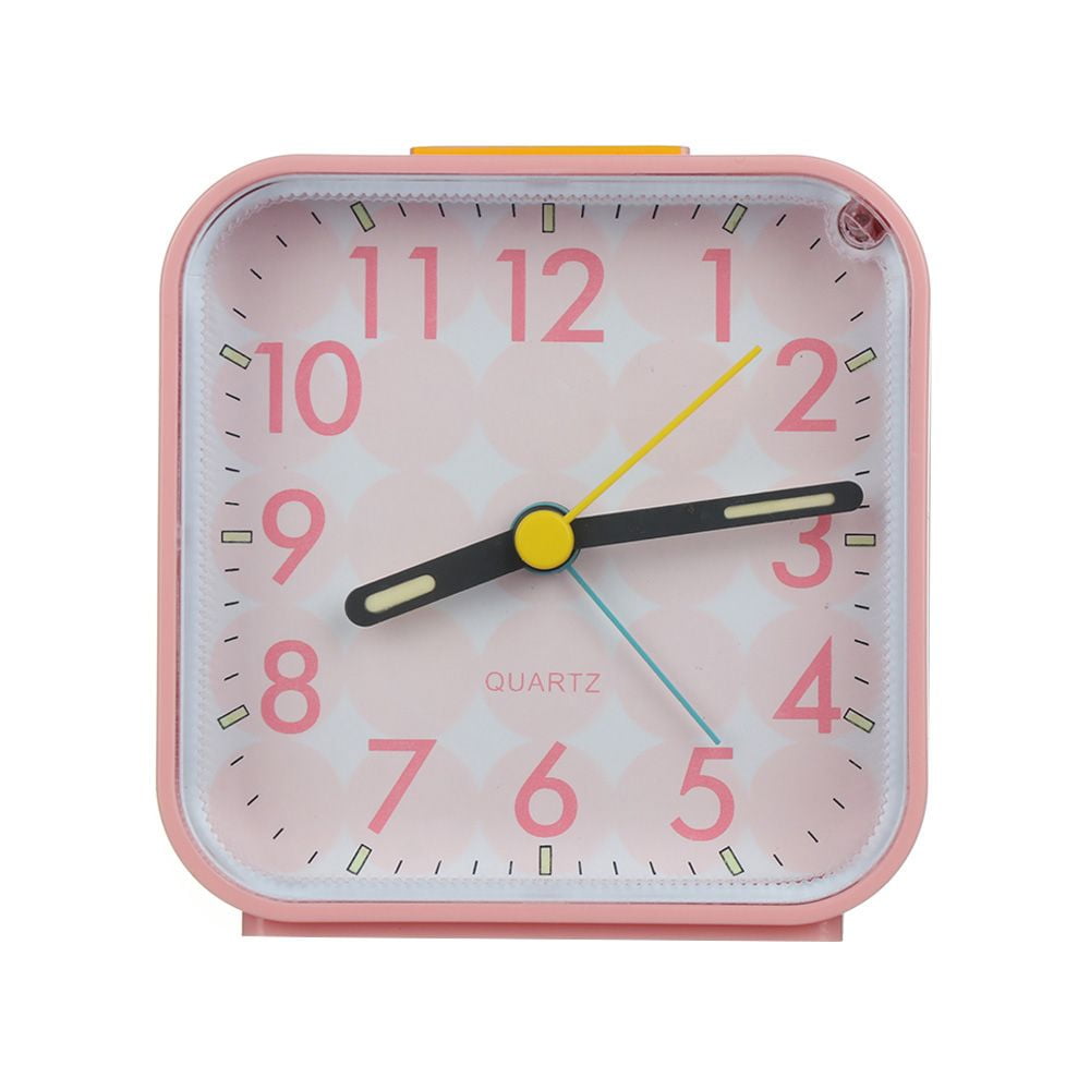 Battery Operated Alarm Clock Quartz No Tick With Night Light Bedside