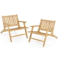 thumbnail image 1 of Gymax 2PCS Teak Wood Outdoor Reclining Chair w/ Comfortable Backrest & Armrests, 1 of 10