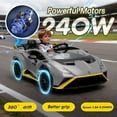 thumbnail image 4 of Track Seven 24V Kids Ride on Car, Licensed Lamborghini STO Electric Car with Remote Control, Ride on Drift Car with Foam Front Wheels, Music, 360° Spin, Max Speed 6mph, Ages 3+, Grey, 4 of 9