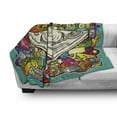 thumbnail image 3 of Urban Graffiti Soft Flannel Fleece Blanket, Hand Drawn Music Instruments Colorful Microphone Saxophone Guitar Headphone, Cozy Plush for Indoor and Outdoor Use, 50" x 70", Multicolor, by Ambesonne, 3 of 6