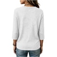 thumbnail image 7 of Noric Women's 3/4 Length Sleeve Tops Crew Neck Ribbed Knit Pullover Casual Loose Fit Lightweight Blouse, 7 of 7
