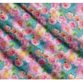 thumbnail image 3 of Soimoi Blue Cotton Cambric Fabric Leaves,Pink & Peach Rose Watercolor Printed Craft Fabric by The Yard 42 Inch Wide, 3 of 7