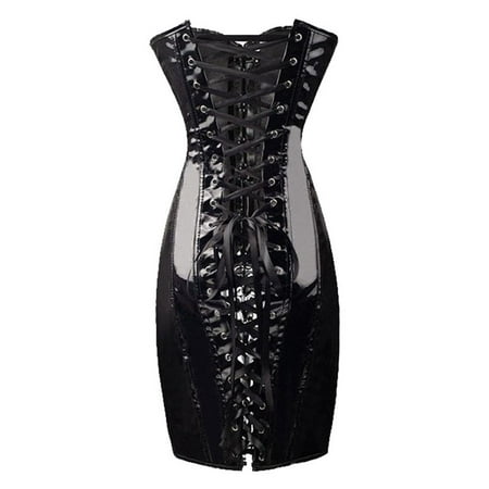 yunLCZ Womens Waist Trainer Corset Women s Corsets Top Leather Boned Overbust Corset Bustier Lingerie Body Shaper Bustier