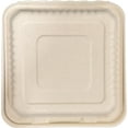 thumbnail image 2 of 8 x 8 x 3 inches Bagasse 3-Compartment Disposable Hinged Containers 200 Pack Sugarcane Biodegradable Take out Bento Box (Natural), 2 of 2