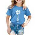 thumbnail image 1 of LUOGENLI T-Shirt pour Filles Garçon et Fille Mode Décontractée Imprimé Col Rond Ample Manche Courte T-Shirt Haut Maxi Chemises pour Filles Moulant Bleu Ciel 12-13 Ans, 1 of 4