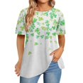 thumbnail image 1 of Pxiakgy Vente Chaude! T-Shirt Trèfle de la Saint-Patrick pour Femmes Chanceux Irlandais Manches Courtes T-Shirt Graphique Trèfle Mode Décontractée Col Rond Manches Courtes Imprimé, 1 of 6