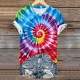 thumbnail image 4 of Tnhcen Women's Summer Colorful Print Crewneck T-Shirts | Plus Size Friendly S-2XL | Polyester Spandex Blend Tops, 4 of 5