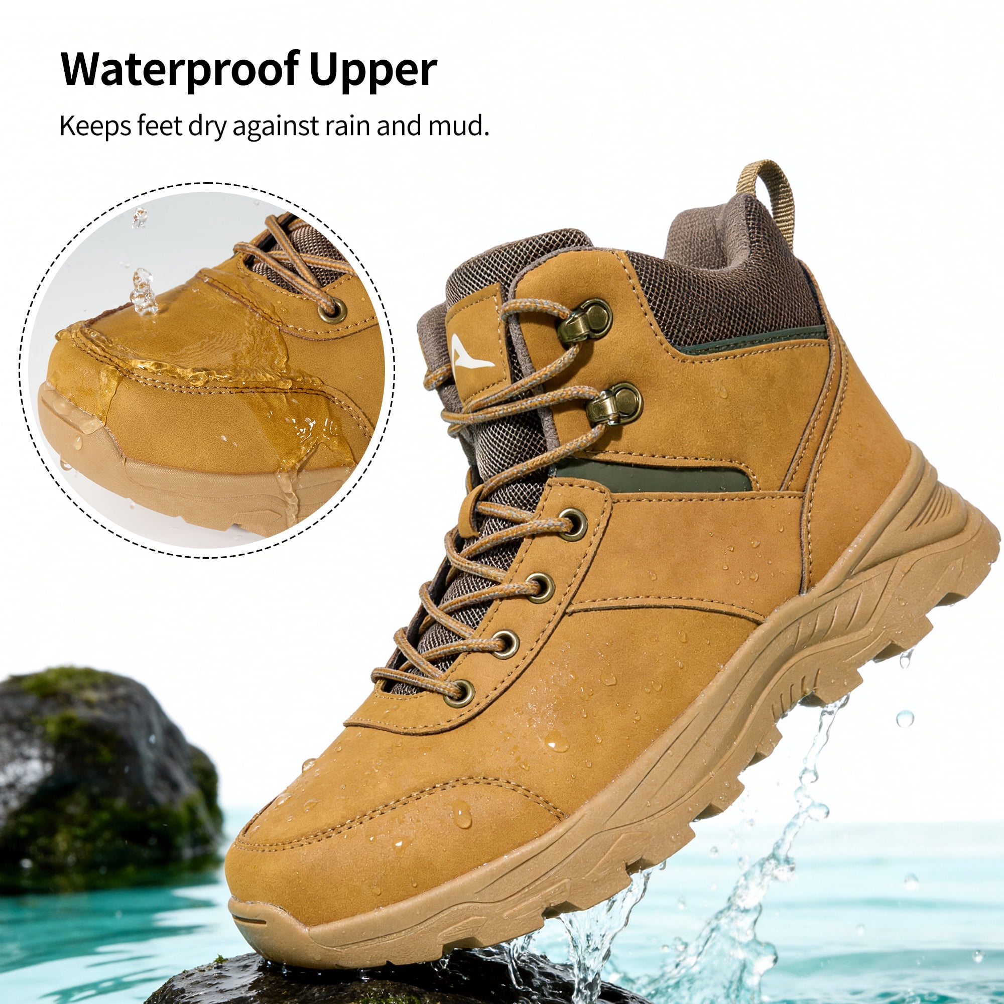 MeMoride Men's Ankle High Waterproof Hiking Boots Outdoor Trekking Camping Shoes