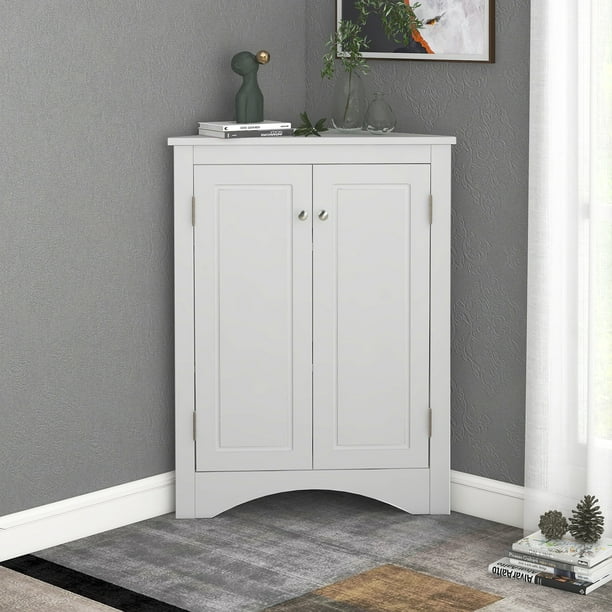jeugd tack puur Romacci White color Triangle Bathroom Storage Cabinet with Adjustable  Shelves, Freestanding Floor Cabinet for Home Kitchen - Walmart.com