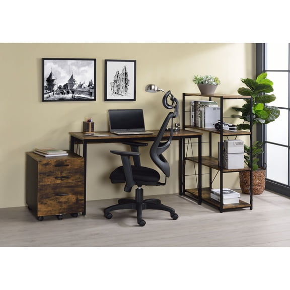 Miekor Furniture Zaidin Weathered Oak& Black Finish Writing Desk 42737