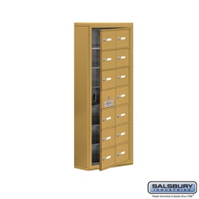 SalsburyIndustries 19175-14GSK Cell Phone Storage Locker With Front Access Panel - 7 Door High Unit, Gold