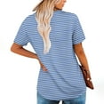 thumbnail image 4 of Womens Fake Fake Two-Piece Tops Boat Neck Blouse Short Sleeve T-Shirts Striped Top Front Pleated Layered T Shirt 2025 Trendy Casual Tees Ladies Chic Summer Top, 4 of 7