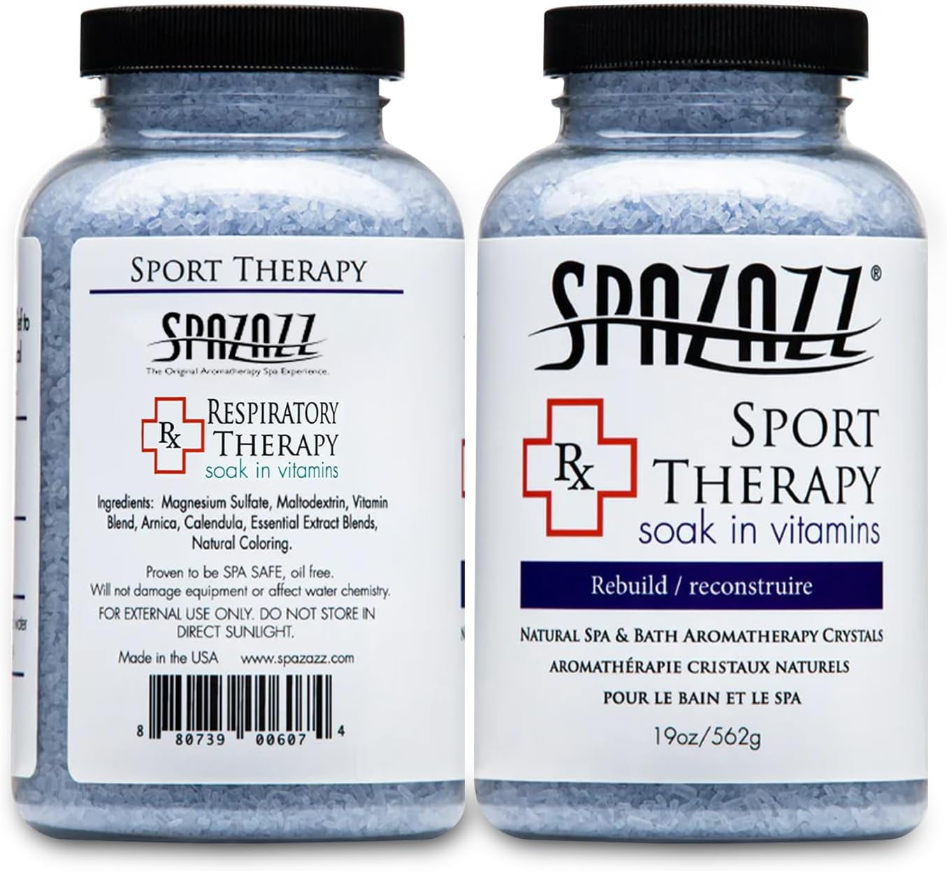 Spazazz SPZ-607 19 oz Aromatherapy Spa & Bath Crystals, Sport Therapy Rebuild