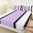 thumbnail image 3 of jejeloiu Modern Abstract Geometric Full Size Sheets,Retro Victorian Floral Bed Sheets,Purple Ruombus Stripe Sheet Sets For Men Women,Ultra Soft Home Decor,4pcs, 3 of 7