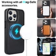 thumbnail image 3 of Allytech Luxury PU Leather Case for iPhone 13 Pro, Strong Magnet Compatible with MagSafe, Slim & Lightweight, Soft TPU Bumper Shockproof Anti-Fingerprint Cover Support Wireless Charging, Black, 3 of 7