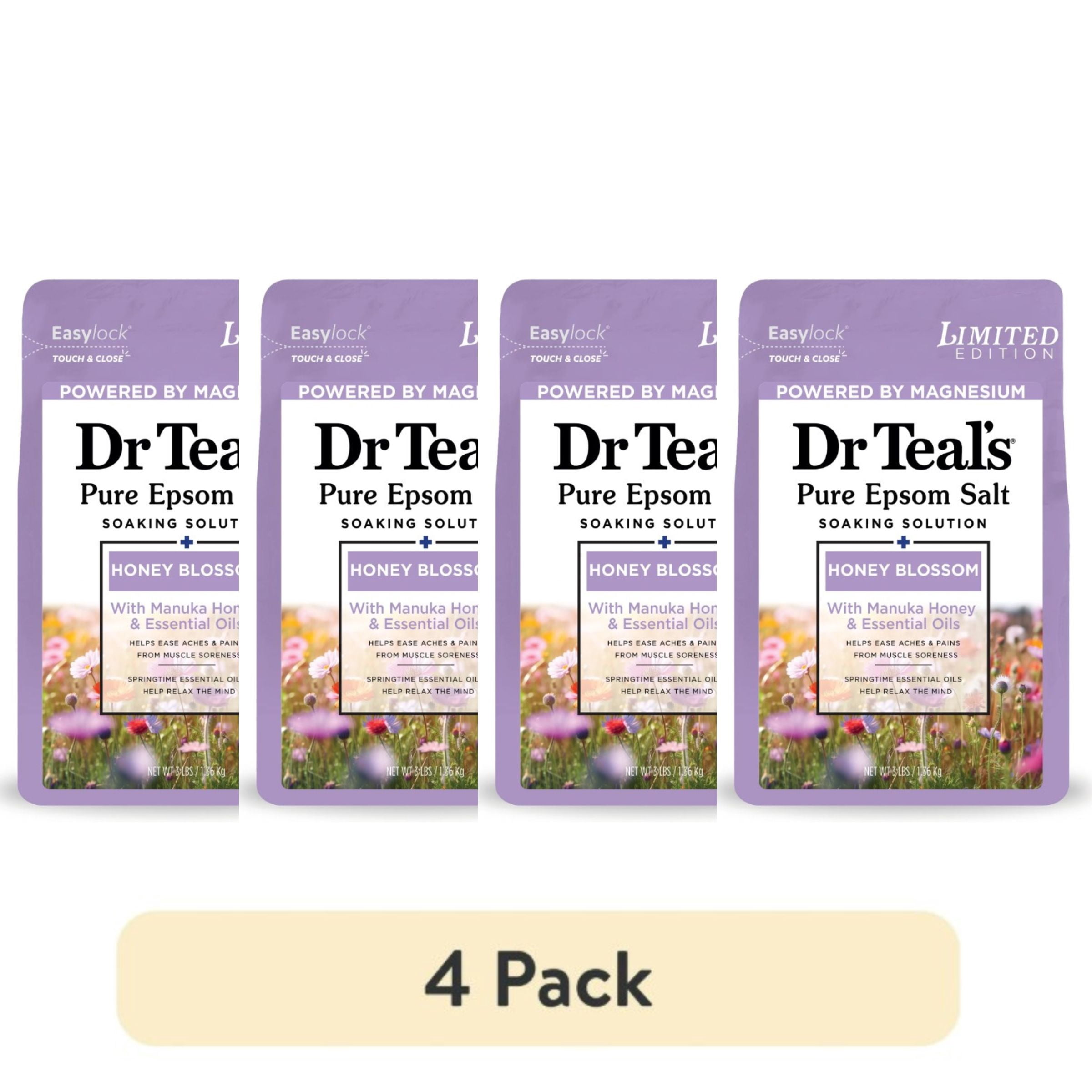 Dr Teal's Honey Blossom Epsom Salt Magnesium Soak with Honey & Essential Oils, 3 lbs, 4 count