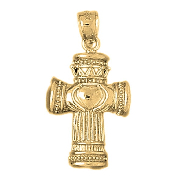 10K Yellow Gold Cross Pendant - 33 mm