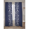 thumbnail image 5 of Sheer Curtains 84 Inches Long 2 Panels Set for Living Room, Japanese Semi Sheer Curtains for Windows, Navy Blue Country Flowers Leaves Aesthetic Voile Window Treatments Rod Pocket Curtain, 5 of 7