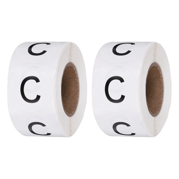 1 Inch Letter-C Inventory Labels, 500Pcs Letter Stickers Round Circle Dots Labels Semi-Gloss Adhesive Stickers for Home Organization Office Storage, Black (2 Roll)