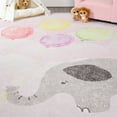 thumbnail image 2 of Whimsical Nursery Elephant Indoor Flatweave Polyester Anti-Skid Kids' Area Rug, 5' x 7'6", Soft Pink by Superior, 2 of 6