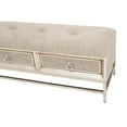 thumbnail image 6 of DecMode Linen Upholstered Front Panel Storage Bench with Tufted Seat and Ring Handles, Beige, 6 of 14