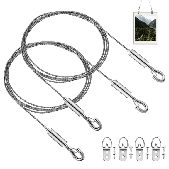 BESTYASH 1Set Picture Hanging Wire Kit Stainless Steel Heavy Duty Adjustable Wire for Home Frames Mirrors and Artwork