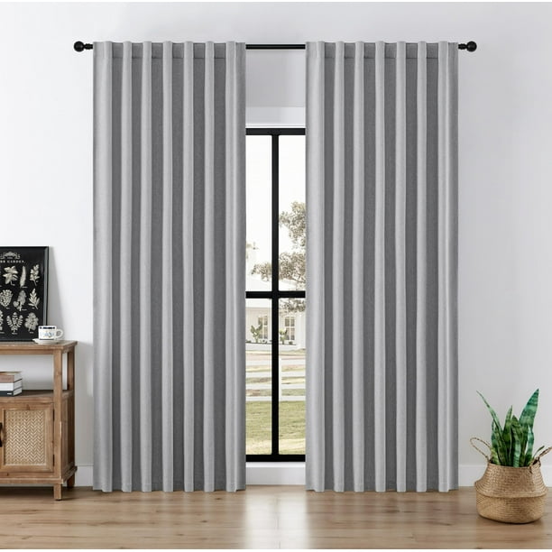 Joydeco Cortinas opacas de lino sintético para dormitorio, color gris claro, cortinas opacas de 89.8 in de largo, 100% opacas, con aislamiento térmico sólido, decoración de lujo para sala de estar (52