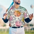 thumbnail image 6 of Daiia Skull and Flowers Mens Baseball Jersey Button Down Shirts Short Sleeve Sports Uniforms-X-Large, 6 of 9