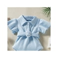 thumbnail image 4 of TSEXIEFOOFU Baby Romper, Solid Color Turn-Down Collar Fly Sleeve Bodysuit with Waist Belt for Summer, 0-24 Months, 4 of 9