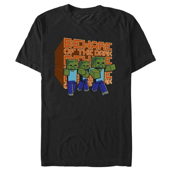 Men's Minecraft Beware of the Dark Zombies Graphic Tee Black 2X Large
