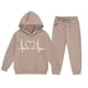 thumbnail image 3 of Conjunto de sudadera con capucha de manga larga para niños con estampado en forma de corazón y pantalones deportivos con lazo en las piernas, conjunto deportivo informal de dos piezas para niños, poli, 3 of 5