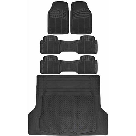 BDK Car SUV and Van Floor Rubber Mats with Cargo Trunk Mat, Heavy Duty All Weather Protection, 3 (Best Small Cargo Van)