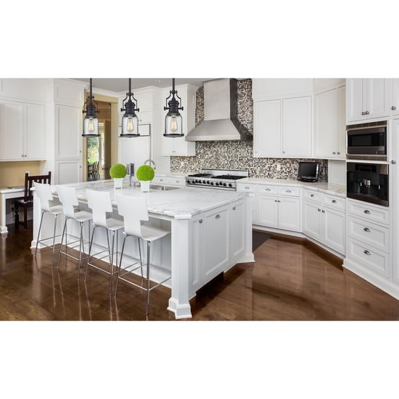 Atlas Lighting and Home 1-Light Hanging Mini Ceiling Pendant Light with Bubbled Glass Shade- 14" -