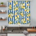 thumbnail image 5 of Lemon Flowers Sheer Curtains 63 Inches Long, Botanical Leaves Blue Vertical Stripes Light Filering Curtains, Breathable Simi Curtain Privacy Drapes for Living Room Bedroom Window Treatment, 5 of 9