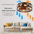thumbnail image 3 of Modern Farmhouse Black Cage Ceiling Fan Light, 20 inch Flush Mount Reversible Fan, 3 of 9
