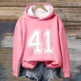 thumbnail image 4 of shqvo Hoodies for Women Drawstring Solid Color Hooded Sweatshirt with 41 Print Trendy Long Sleeve Sweatshirt Hoodies with Pockets Womens Fashion Clothes, 4 of 4