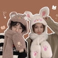 thumbnail image 5 of XINYTEC Sweet Rabbit/ Bear Hoodies Scarf Mitten Plush Hat Scarf Gloves Gifts for Friend, 5 of 19