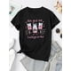 thumbnail image 2 of Camiseta para mamá para mujer ropa de calle clásica veranoMachine Washable] Women's Fashionable Black T-Shirt with Pink Heart and English Text Design - Casual Round Neck Short Sleeve, Comfortable Su, 2 of 6