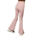thumbnail image 6 of HUAXUN-Girls High Waist Flared Leggings - Korean Style Yoga Pants with Hem Detail, Stretchy Soft Workout Bottoms for Kids 3-14 Years, Comfortable Casual Wear & Sports Activities(Pink,5-6Years), 6 of 6