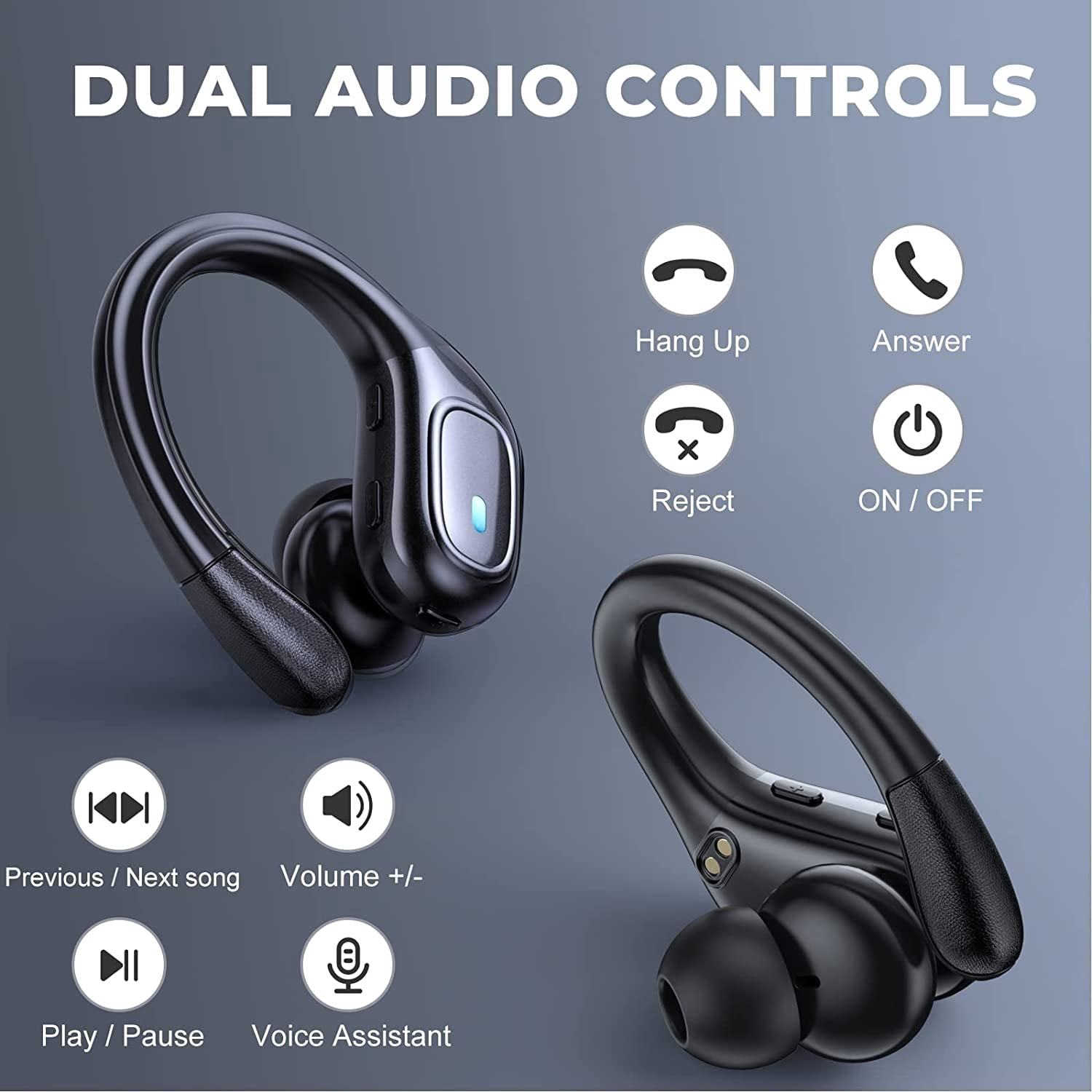 Wireless Earbuds, 75hrs Bluetooth Headphone Sports 2026 Bluetooth Earbuds Deep Bass Over Ear Buds with Earhooks, ENC Noise Cancelling Earphone Mic, IPX8 Waterproof for Workout/Running/Gym