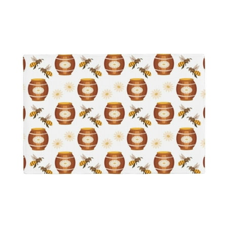 

Placemats Set of 6 cute honey bees flowers print Place mats for Dining Table Indoor/Outdoor Cute Heat Resistant Washable Table Mats(18 x 12 )